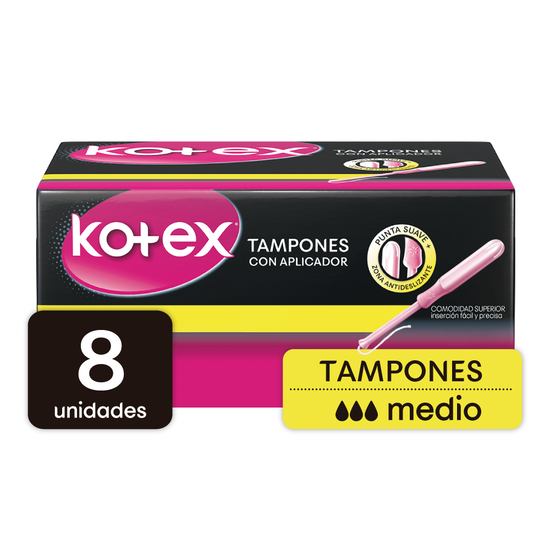 Tampones Kotex Medio con Aplicador 8uds